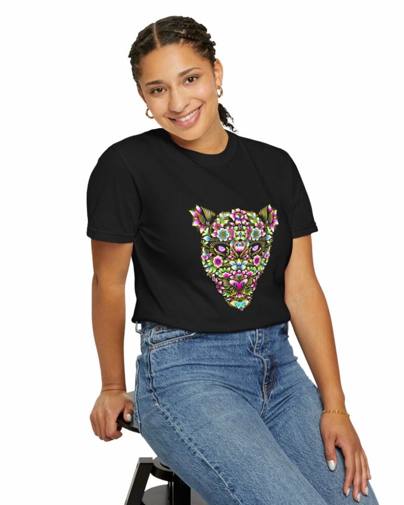 Floral Multicolour Lion Face T-shirt - Unisex