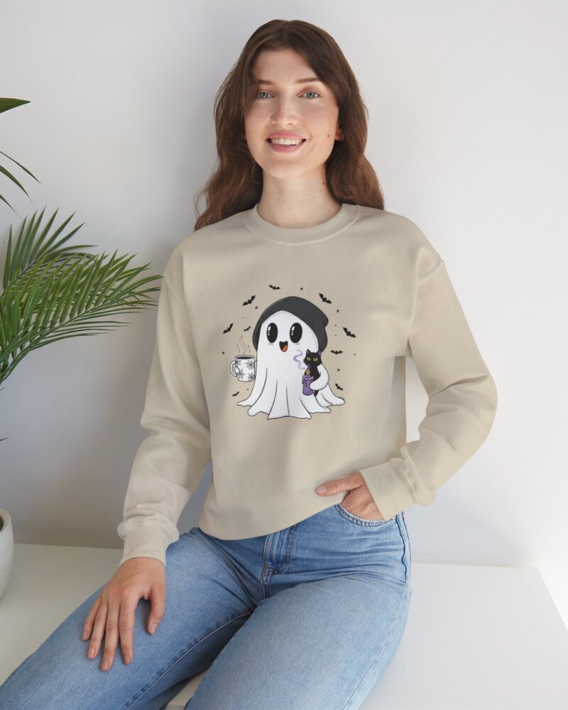 Cat Ghost Halloween Crewneck Sweatshirt - Unisex